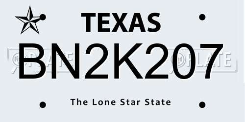 BN2K207 Texas License Plate