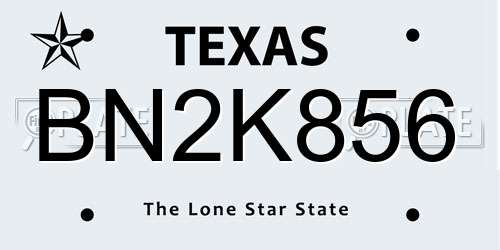 BN2K856 Texas License Plate