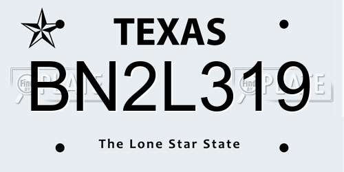 BN2L319 Texas License Plate