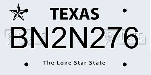 BN2N276 Texas License Plate