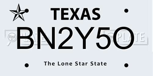 BN2Y5O Texas License Plate