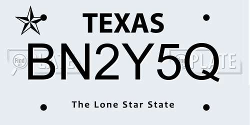BN2Y5Q Texas License Plate