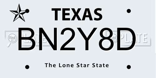 BN2Y8D Texas License Plate