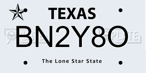 BN2Y8O Texas License Plate