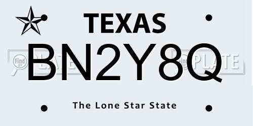 BN2Y8Q Texas License Plate