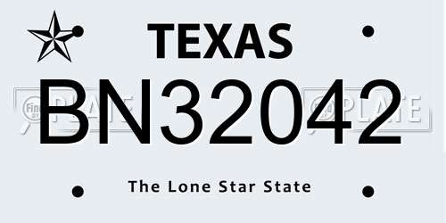 BN32042 Texas License Plate