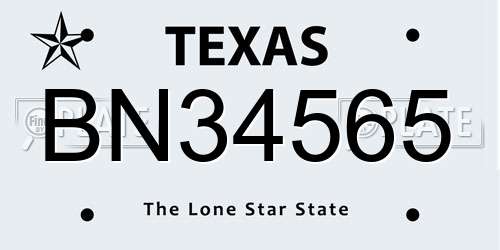 BN34565 Texas License Plate