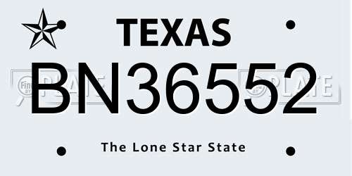 BN36552 Texas License Plate