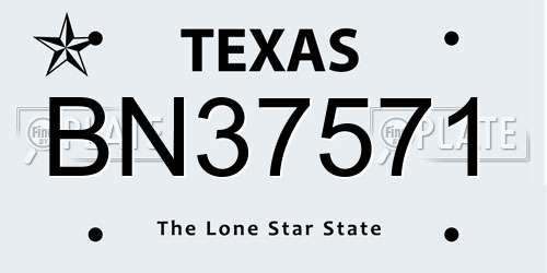 BN37571 Texas License Plate