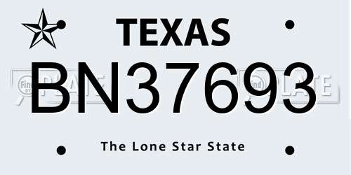 BN37693 Texas License Plate