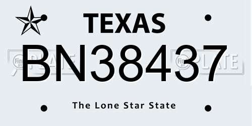 BN38437 Texas License Plate