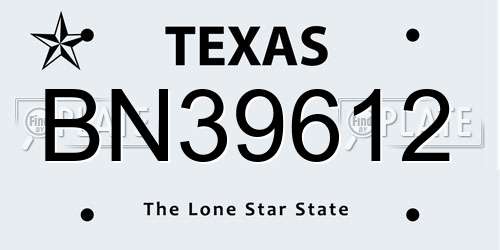 BN39612 Texas License Plate