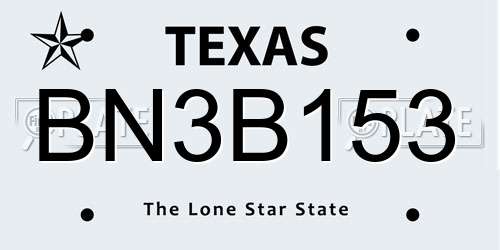 BN3B153 Texas License Plate