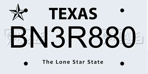 BN3R880 Texas License Plate