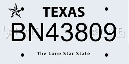 BN43809 Texas License Plate