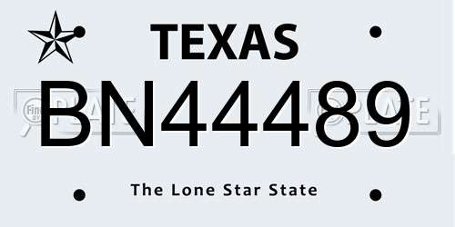 BN44489 Texas License Plate