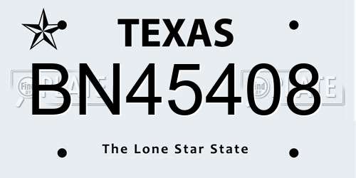 BN45408 Texas License Plate