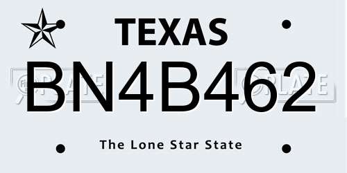 BN4B462 Texas License Plate