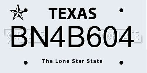 BN4B604 Texas License Plate