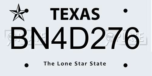 BN4D276 Texas License Plate