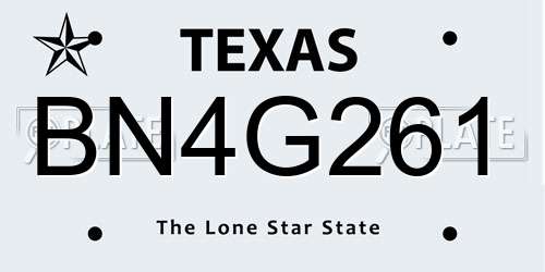 BN4G261 Texas License Plate