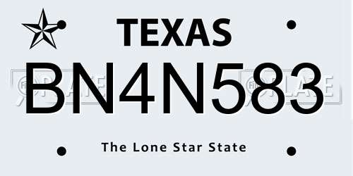 BN4N583 Texas License Plate