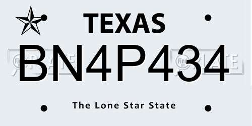 BN4P434 Texas License Plate