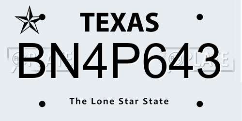 BN4P643 Texas License Plate