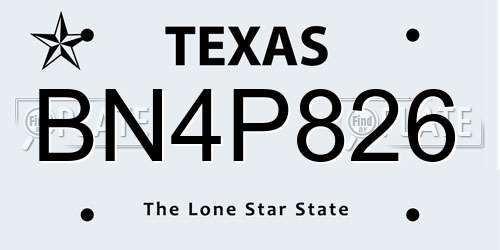 BN4P826 Texas License Plate