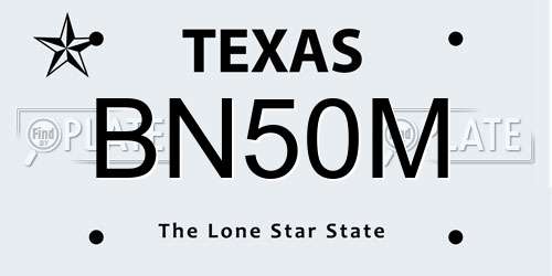 BN50M Texas License Plate