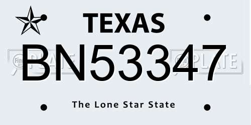 BN53347 Texas License Plate