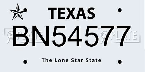 BN54577 Texas License Plate