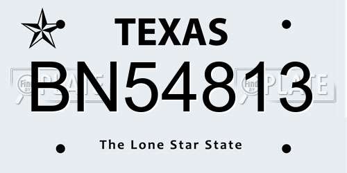 BN54813 Texas License Plate