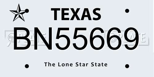 BN55669 Texas License Plate