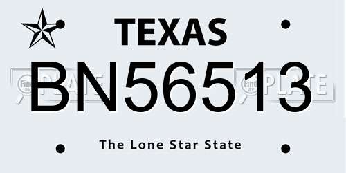 BN56513 Texas License Plate