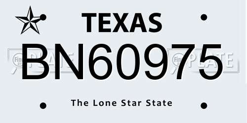 BN60975 Texas License Plate