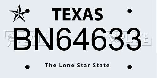 BN64633 Texas License Plate