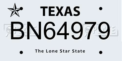 BN64979 Texas License Plate
