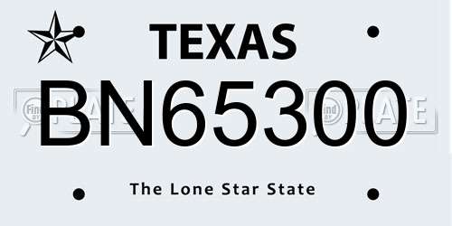 BN65300 Texas License Plate