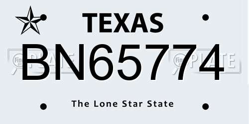 BN65774 Texas License Plate
