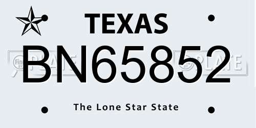 BN65852 Texas License Plate