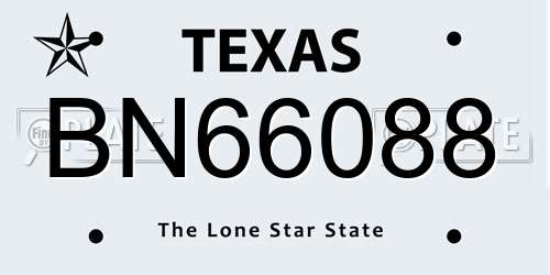 BN66088 Texas License Plate