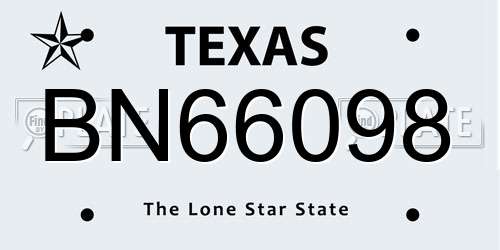 BN66098 Texas License Plate