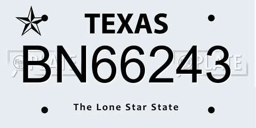 BN66243 Texas License Plate