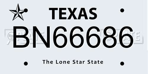 BN66686 Texas License Plate