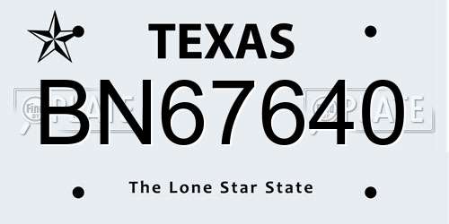 BN67640 Texas License Plate