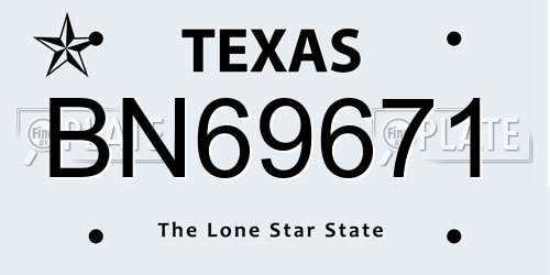 BN69671 Texas License Plate