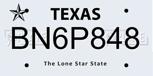 BN6P848 Texas License Plate