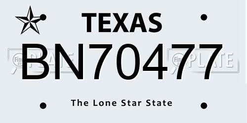 BN70477 Texas License Plate
