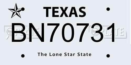 BN70731 Texas License Plate